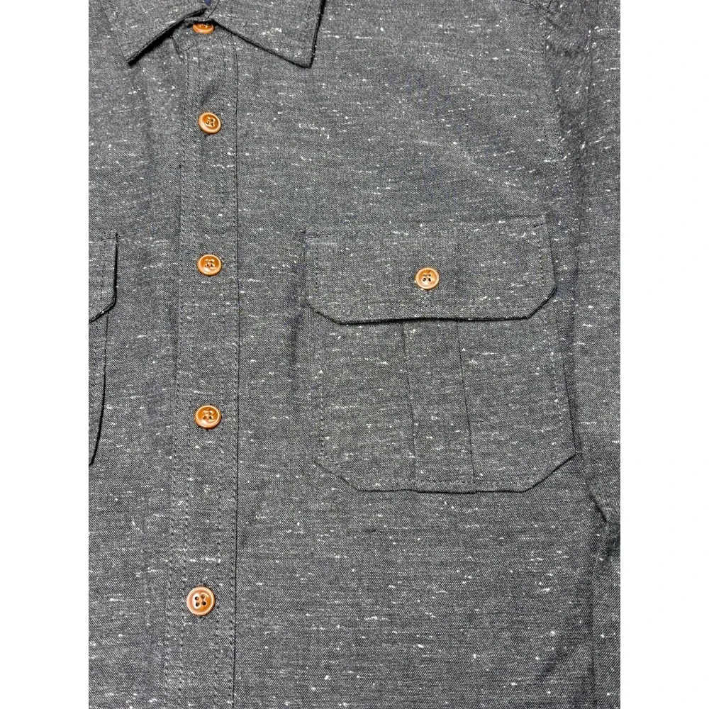 NWOT J.Crew Mens Small Gray Flecked Button Down Shirt Long Sleeve Flap Pockets